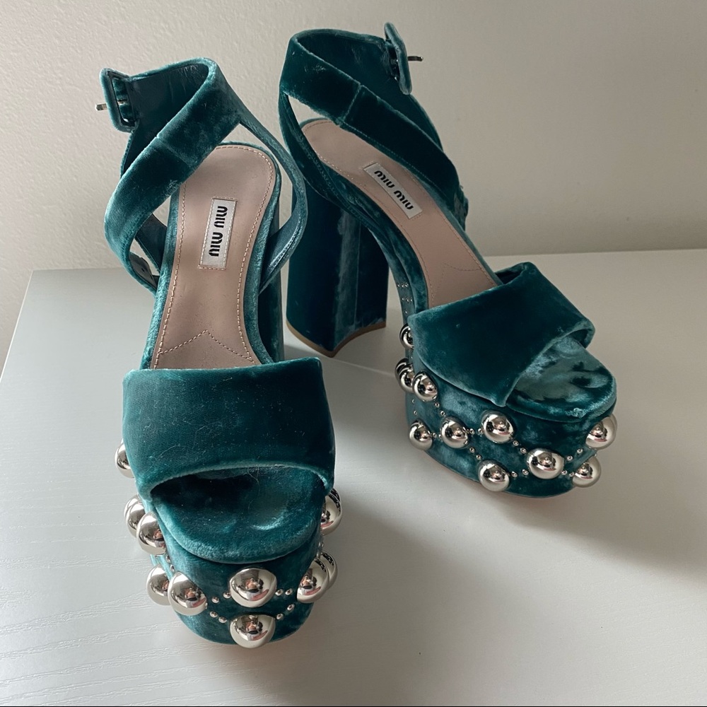 Mui Mui Velvet Platform Sandals